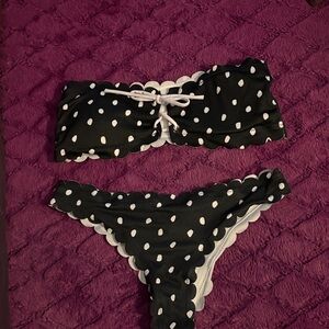Black and White Polka Dot Bikini Set